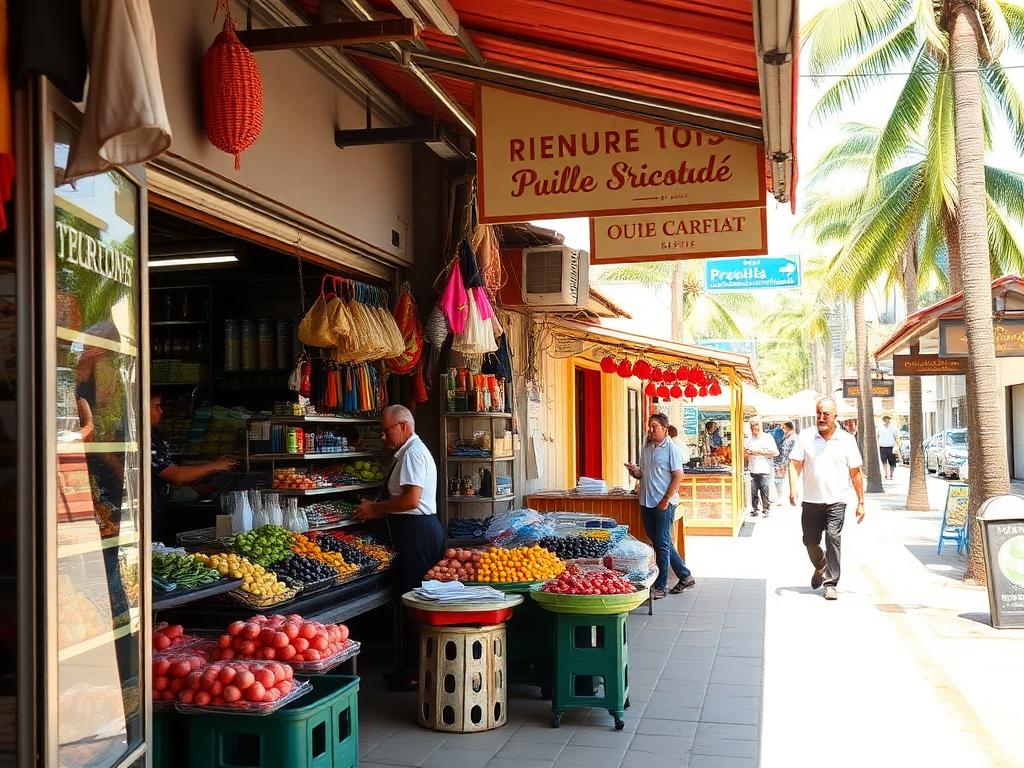Rue commerçante et commerces de proximité à La Réunion